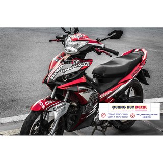 tem trùm xe exciter 135 onepiece trắng đỏ - độ team trùm decal xe máy ex dán đời 2011-2014