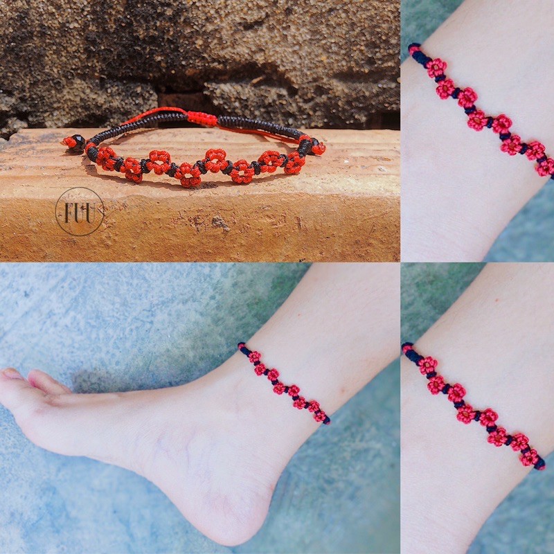 MẪU MỚI - HÌNH THẬT KÈM VIDEO - VÒNG CHÂN HOA ĐÀO ĐỎ ĐEN PHONG CÁCH COSPLAY PHONG CÁCH NHẬT BẢN | BigBuy360 - bigbuy360.vn