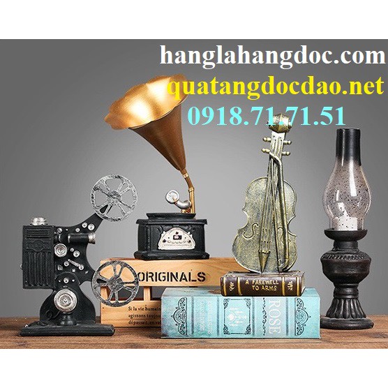 Mô hình máy phát nhạc loa kèn đĩa than cổ điển , trang trí vintage, retro độc đáo & cá tính
