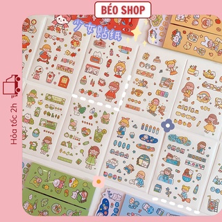 Set 10 tấm sticker hình dán cô gái Béo shop dễ thương trang trí điện thoại laptop ipad sổ tập lưu niệm ST04