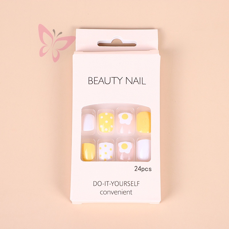 Móng Tay Giả Đính Nơ Hình Gấu Dễ Thương/Móng Tay Giả 3d / Móng Tay Giả Kèm Keo Móng Dài/ nơ kèm keo dán dễ thương xinh xắn