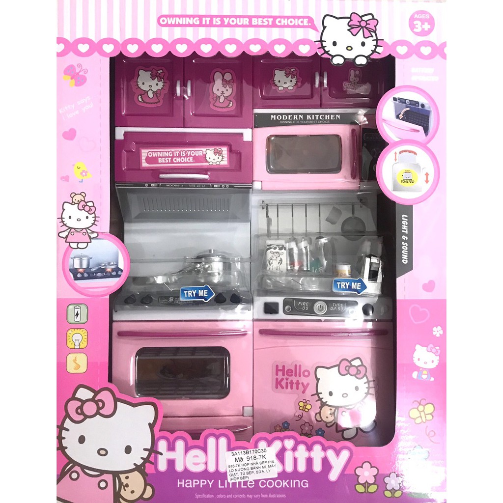 Hộp đồ chơi nhà bếp Pin [Free ship][Có Clip] Hello Kitty 2 ngăn