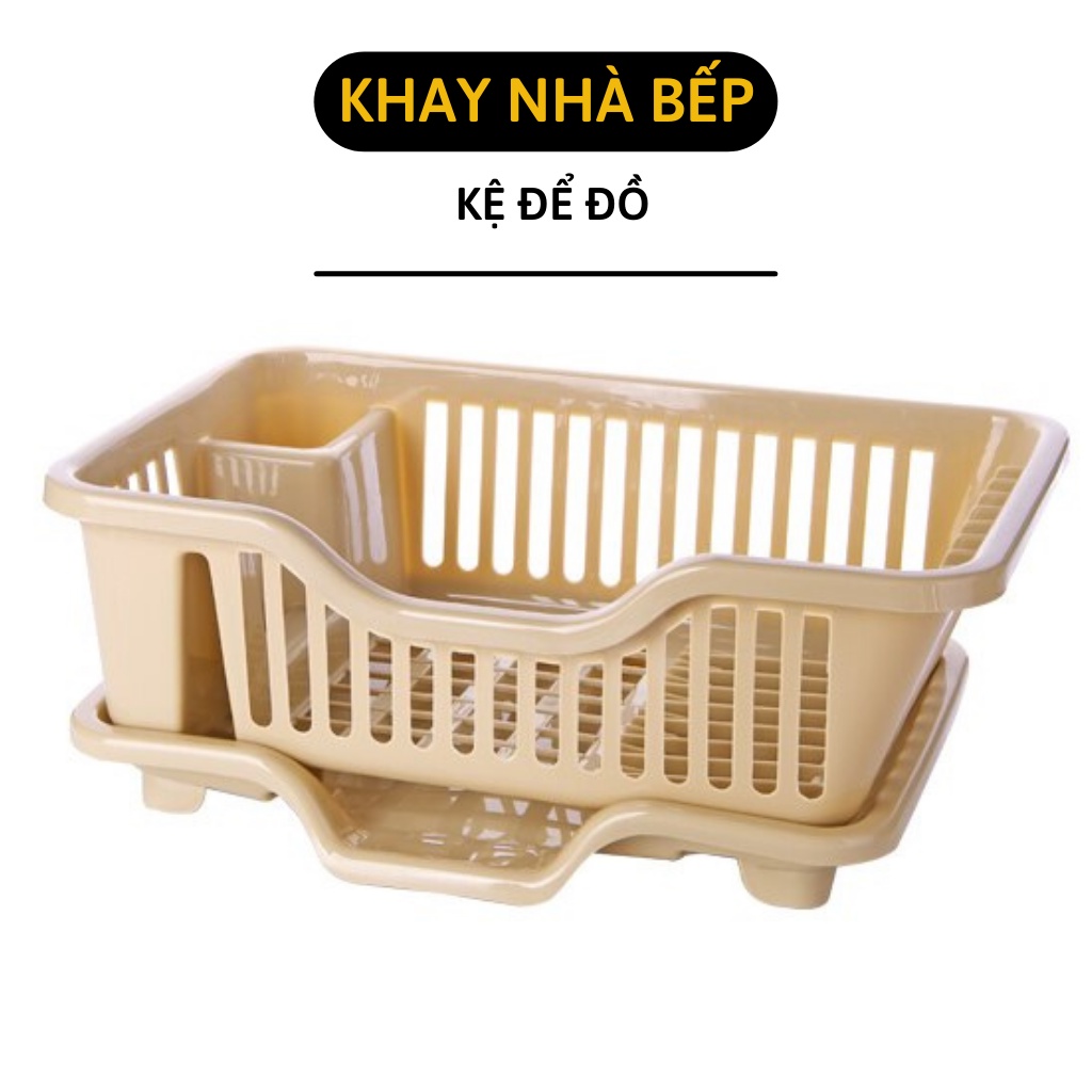 Kệ Úp Chén - Rổ Úp Bát Dĩa Có Ống Đựng Đũa Muỗng Kèm Khay Hứng Nước Tiện Lợi 1073