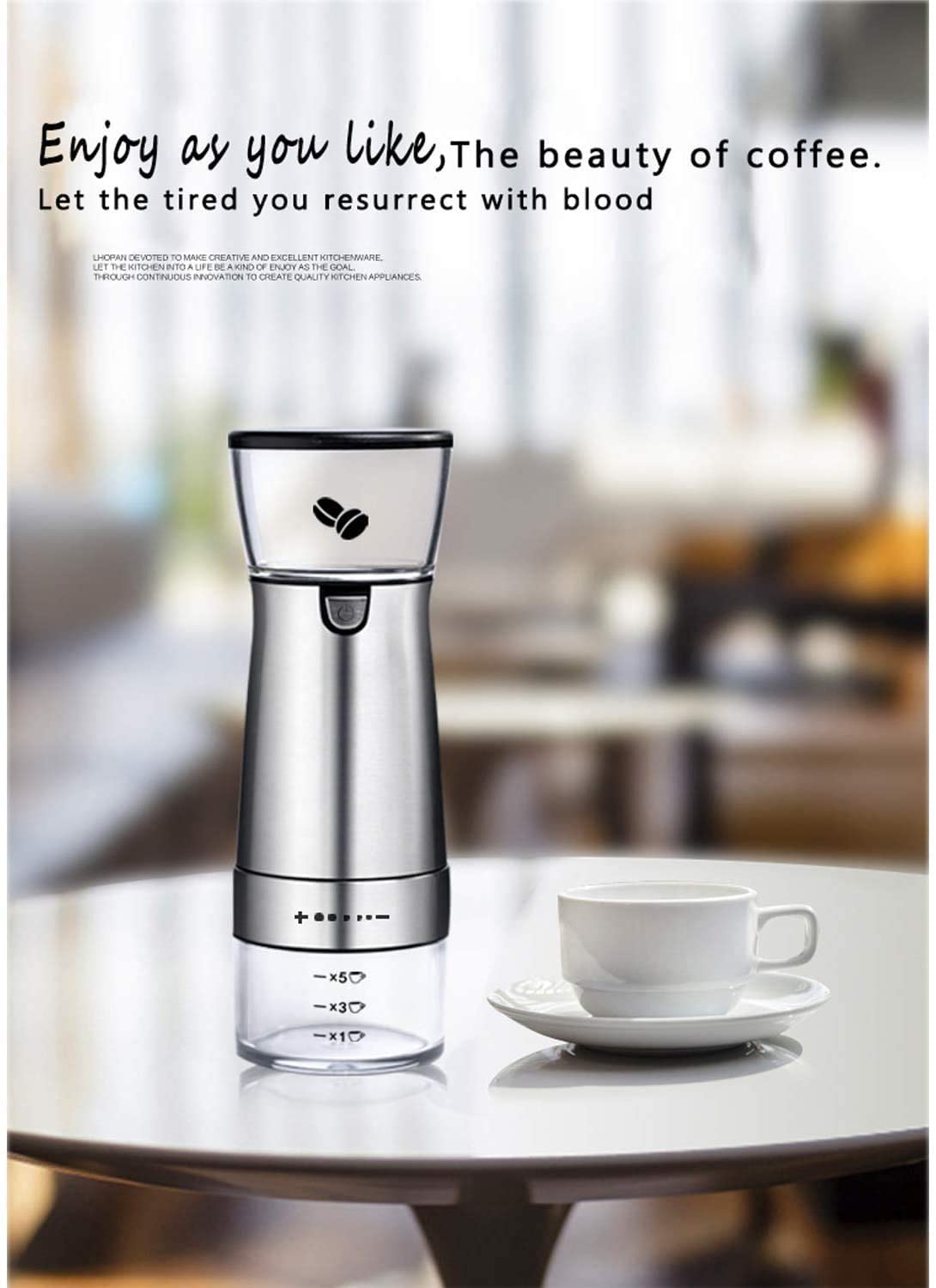 Máy xay cà phê điện kích thước mini có cổng USB chất lượng cao tiện dụng cho cà phê Aeropress