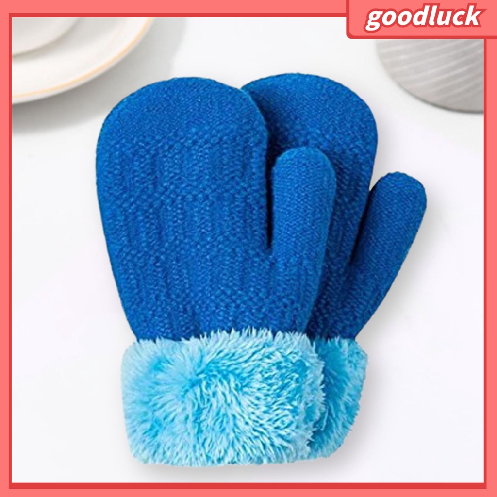 1 Đôi Găng Tay Dệt Kim Dày Dặn Màu Trơn Giữ Ấm Mùa Thu Đông Cho Bé 0-5 Tuổi