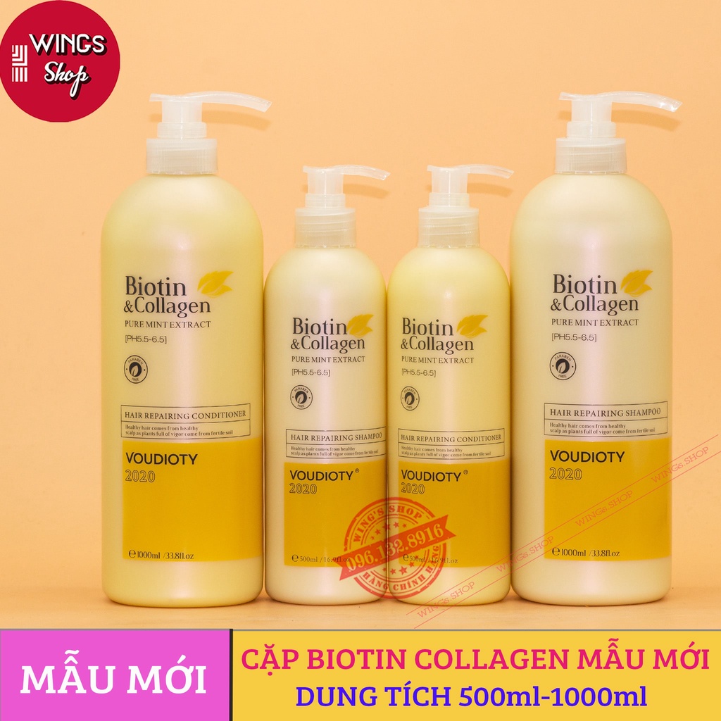 Cặp Dầu Gội Xả Biotin Collagen Trắng 1000ml | Giảm Rụng Tóc,Phục Hồi Tóc Khô Xơ, Hư Tổn | Hàng Chính Hãng