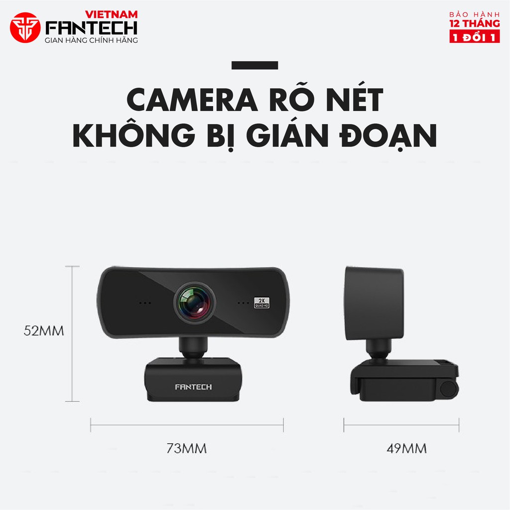 Webcam Livestream Chuyên Nghiệp FANTECH C30 LUMINOUS 4MP Hỗ Trợ Quay Chất Lượng 2K