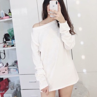 Áo pull dài tay trễ vai