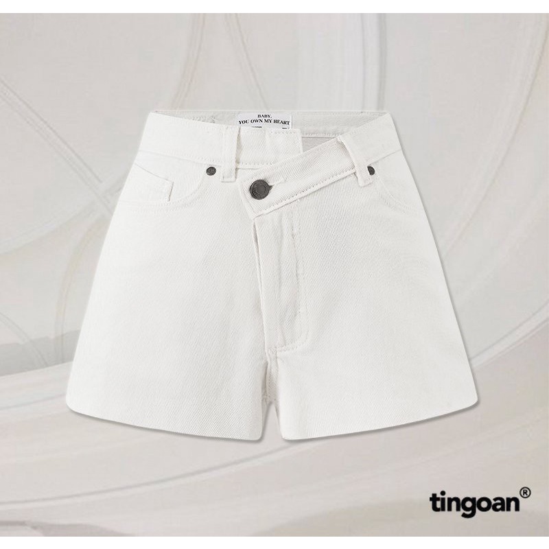 TINGOAN® - Quần short bò cắt cạp lệch màu trắng tingoan MASCARA JEANS SHORT/WH