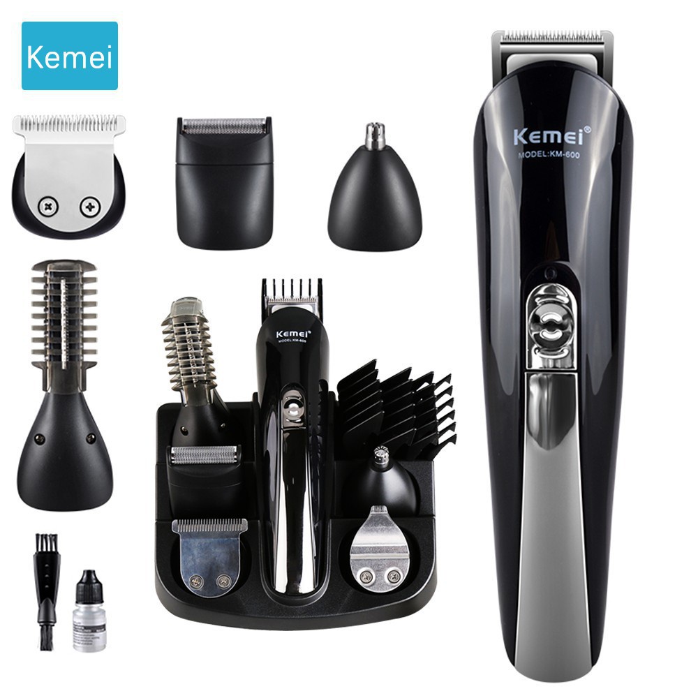 HOT Kemei 6 trong 1 Sạc điện Tông đơ cắt tóc Nose Hair Clipper Bộ máy cạo râu Nam Máy cạo râu điện Máy cạo râu KM-600