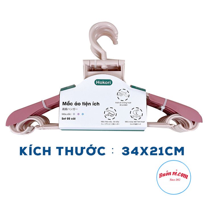 Set 10 móc treo quần áo người lớn Hokori cao cấp (2832) nhựa Việt Nhật -Mắc nhũ treo quần áo, móc phơi đồ  -br01461-1