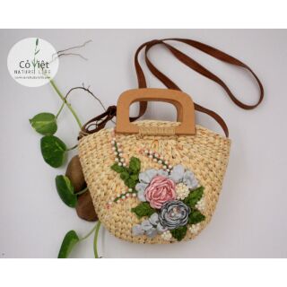 Túi lục bình cầm tay kết hợp quai đeo chéo TX027 handmade Cỏ Việt NatureLife.