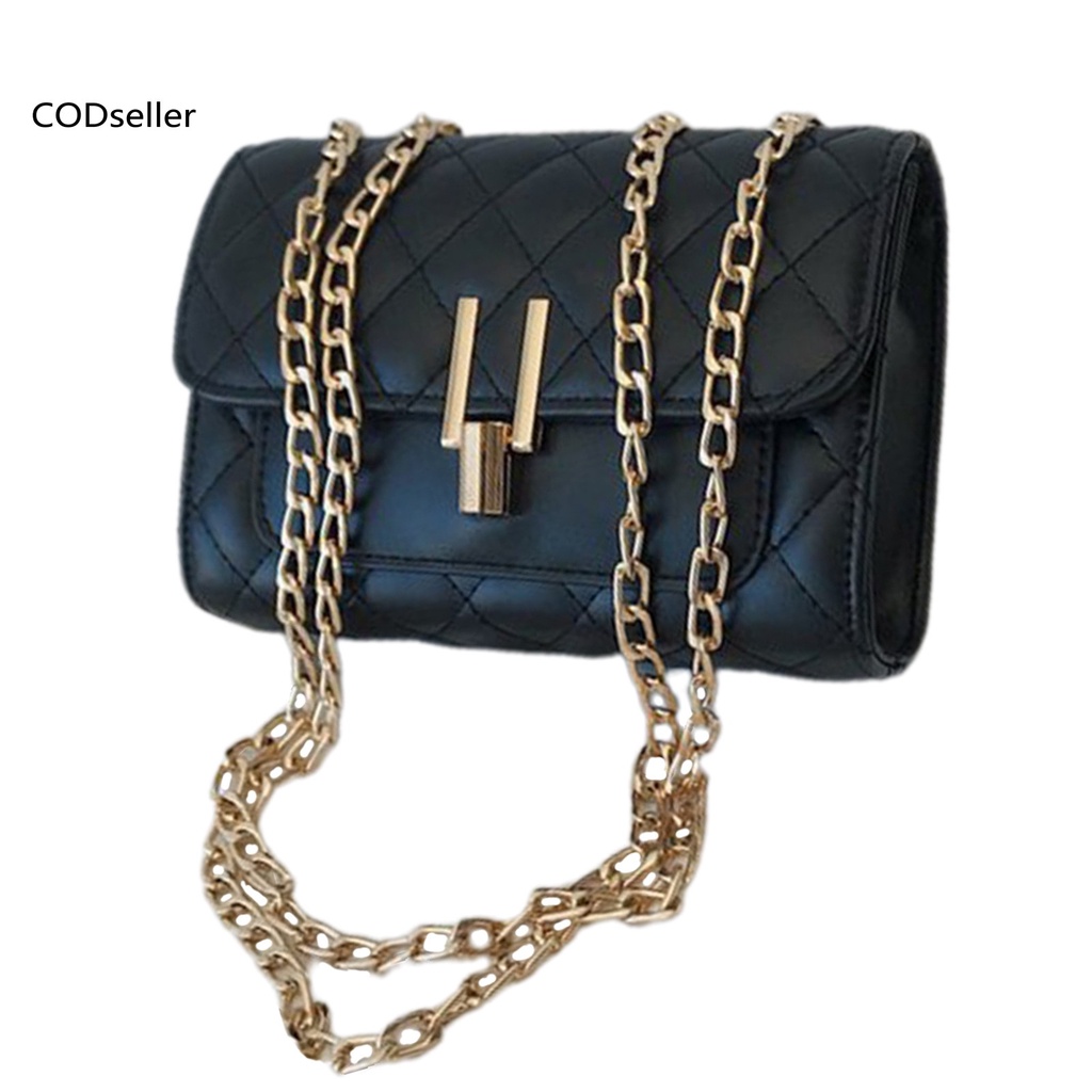 COD_ Faux Leather Handbag Single-shoulder Square Women Chain Messenger Bag Exquisite for Daily Use