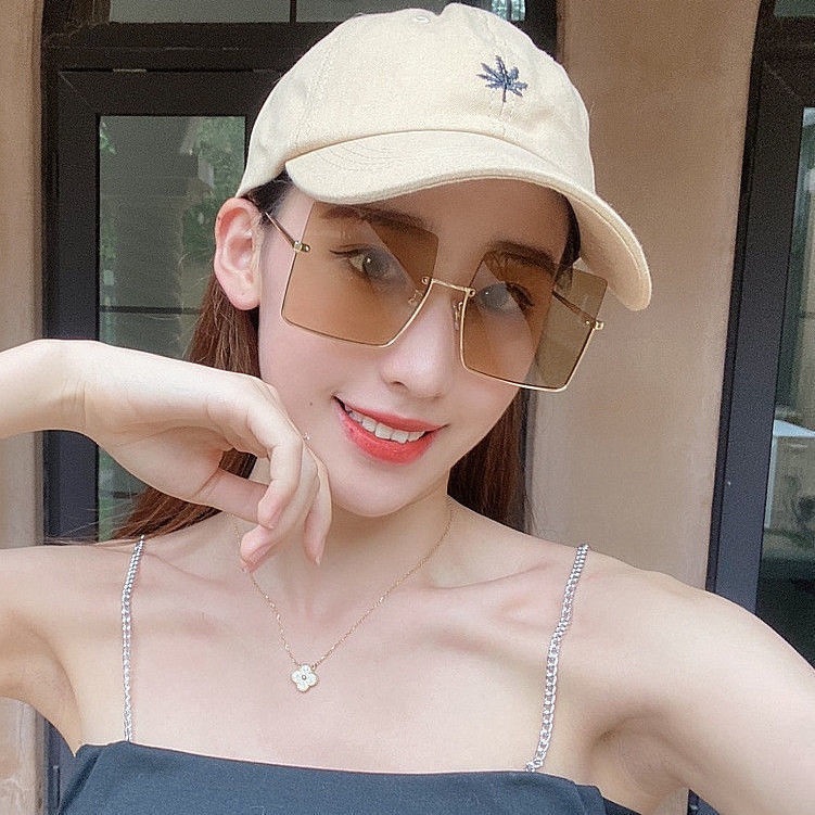 Kính Mát Gọng Vuông Kim Loại Thời Trang Cho Nam Nữ