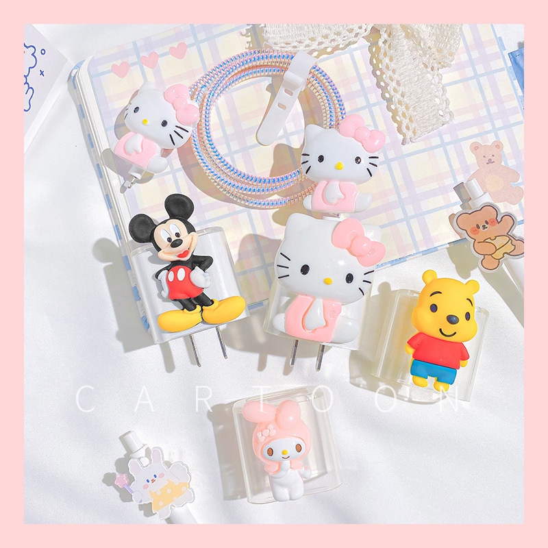 Vỏ bọc bảo vệ củ sạc và cáp sạc họa tiết hoạt hình thích hợp cho iPhone 13 11pro max 12pro