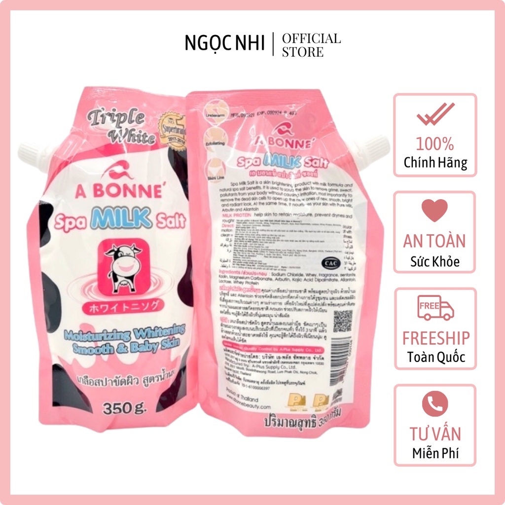 [CHÍNH HÃNG] Sữa Tắm Muối Bò A Bonne Spa Milk Salt Thái Lan 350gr, Giúp Tẩy Sạch Bụi Bẩn Và Tế Bào Chết