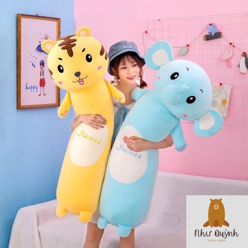 Gối ôm cho bé, gối ôm hình thú đáng yêu 4 size 55cm, 70cm, 90cm, 110cm