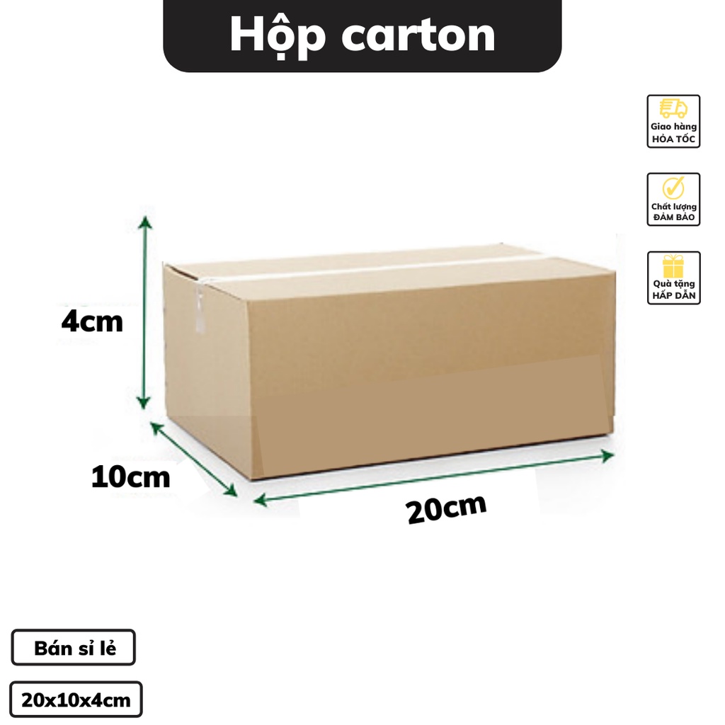 Hộp carton đóng hàng 20 x 10 x 4 cm thiết kế 3 lớp dày dặn chắc chắn nhiều kích thước có bán sỉ lẻ