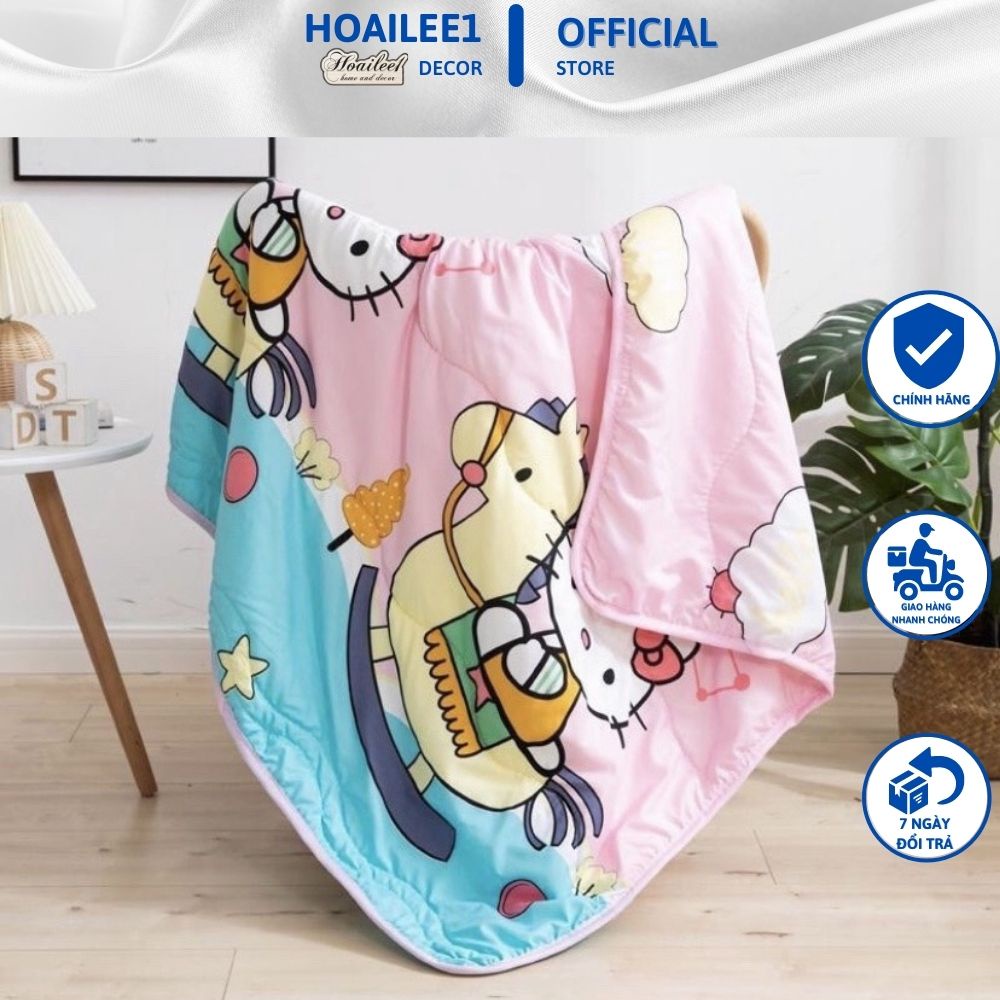 Mền cho bé vải cotton đũi mềm mịn thoáng mát, chăn hè thu cho bé đi học 1m1x1m5