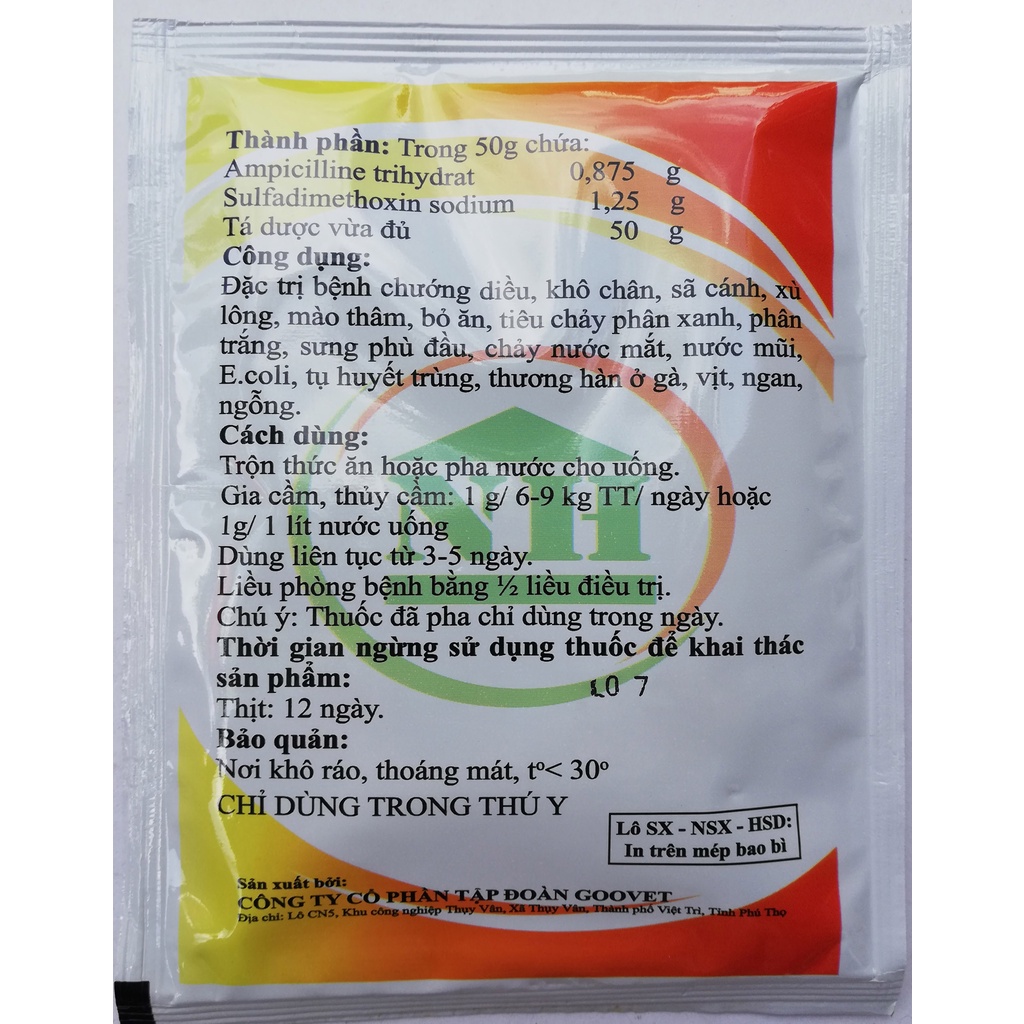 1 gói AMPI - SULFA NEW 50g Dùng cho gia cầm, gà chọi , chim cảnh