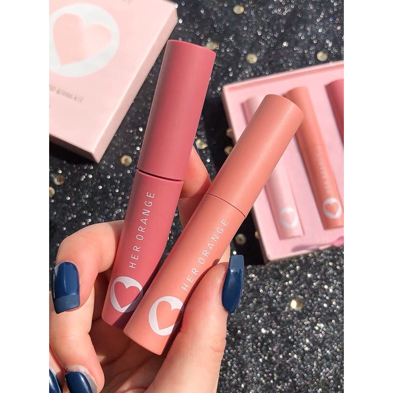 𝙎𝙚𝙩 𝙨𝙤𝙣 𝙃𝙀𝙍 𝙊𝙍𝘼𝙉𝙂𝙀 trái tim 3c x slim lip gloss kit | BigBuy360 - bigbuy360.vn