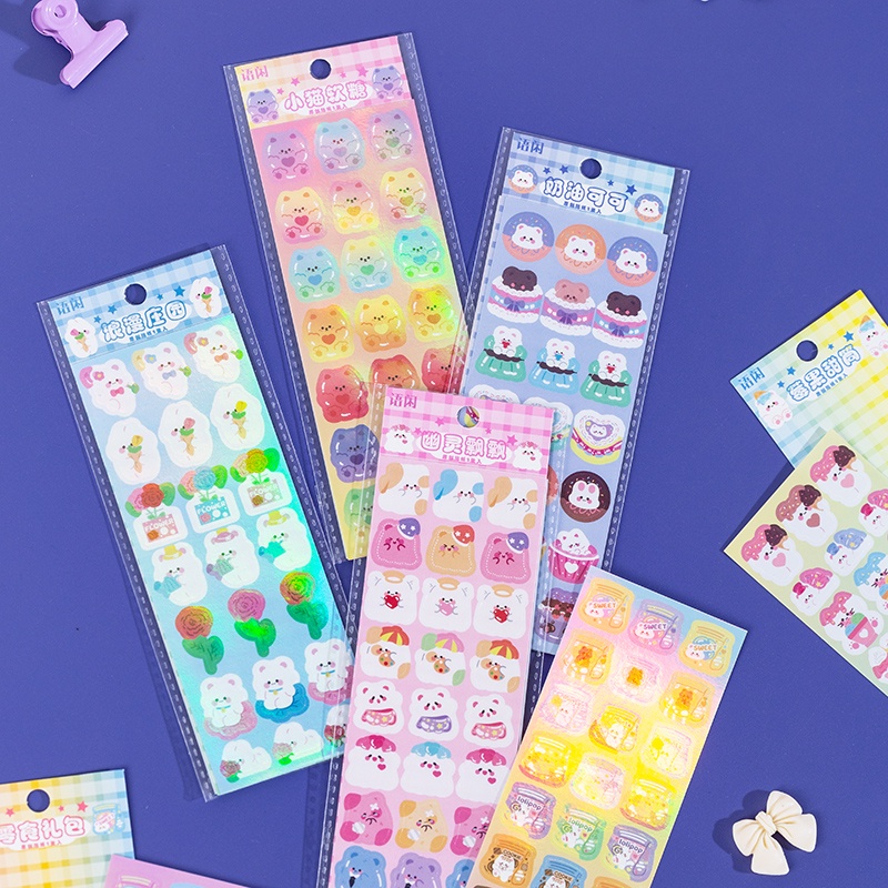 Bộ 2 Miếng Dán Trang Trí Nhật Ký/Điện Thoại Họa Tiết Hoạt Hình Dễ Thương