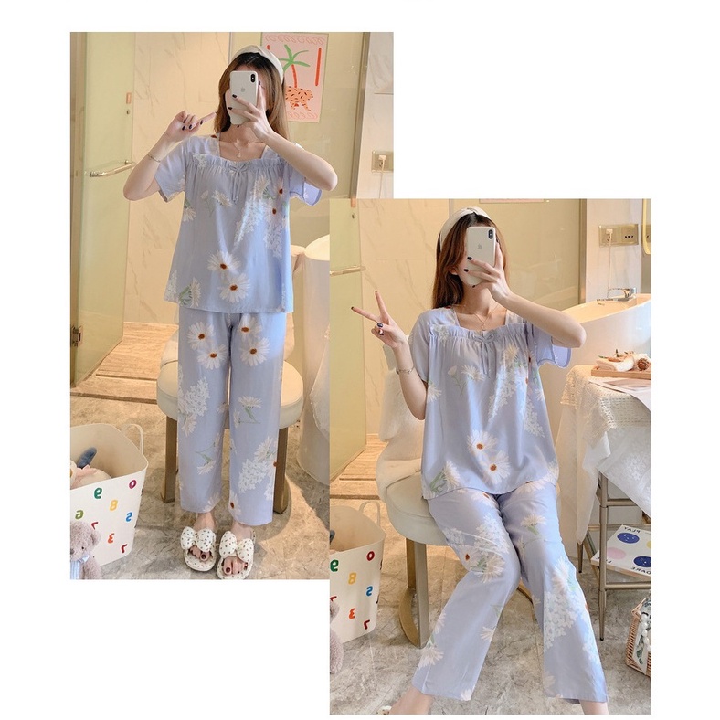 Bộ Lanh Mát Mặc hè SAQ283 Không Mặc Bầu