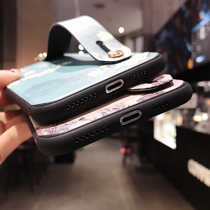 Ốp điện thoại dẻ̉o có dây đeo cổ tay cho iPhone 11 Pro Max X XS Max XR 8 7 6s 6 Plus