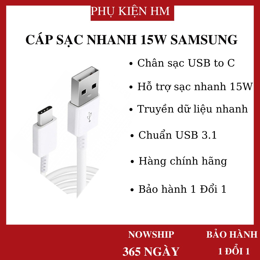 DÂY CÁP SẠC NHANH SAM-SUNG CHÍNH HÃNG 1 ĐỔI 1