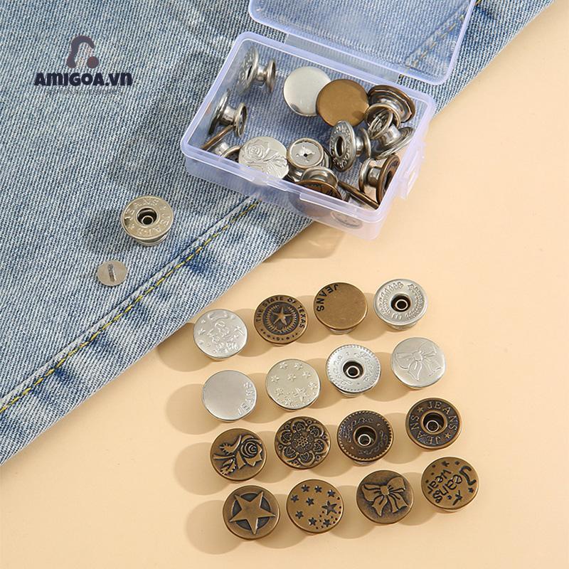 ✨✨Quần Denim Dáng Dài Có Nút Và Nút Chỉnh Được Không Cần Đóng Đinh Có Thể Tháo Rời Cho Nữ
