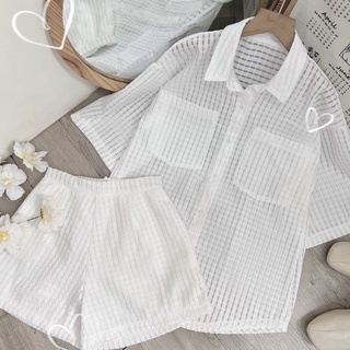 SET ÁO SƠ MI XỐP KÈM SHORT