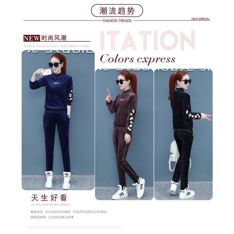 Set Đồ Thể Thao Hai Mặt Lót Nhung Dày Dặn Thời Trang Thu Đông 2022 Cho Nữ