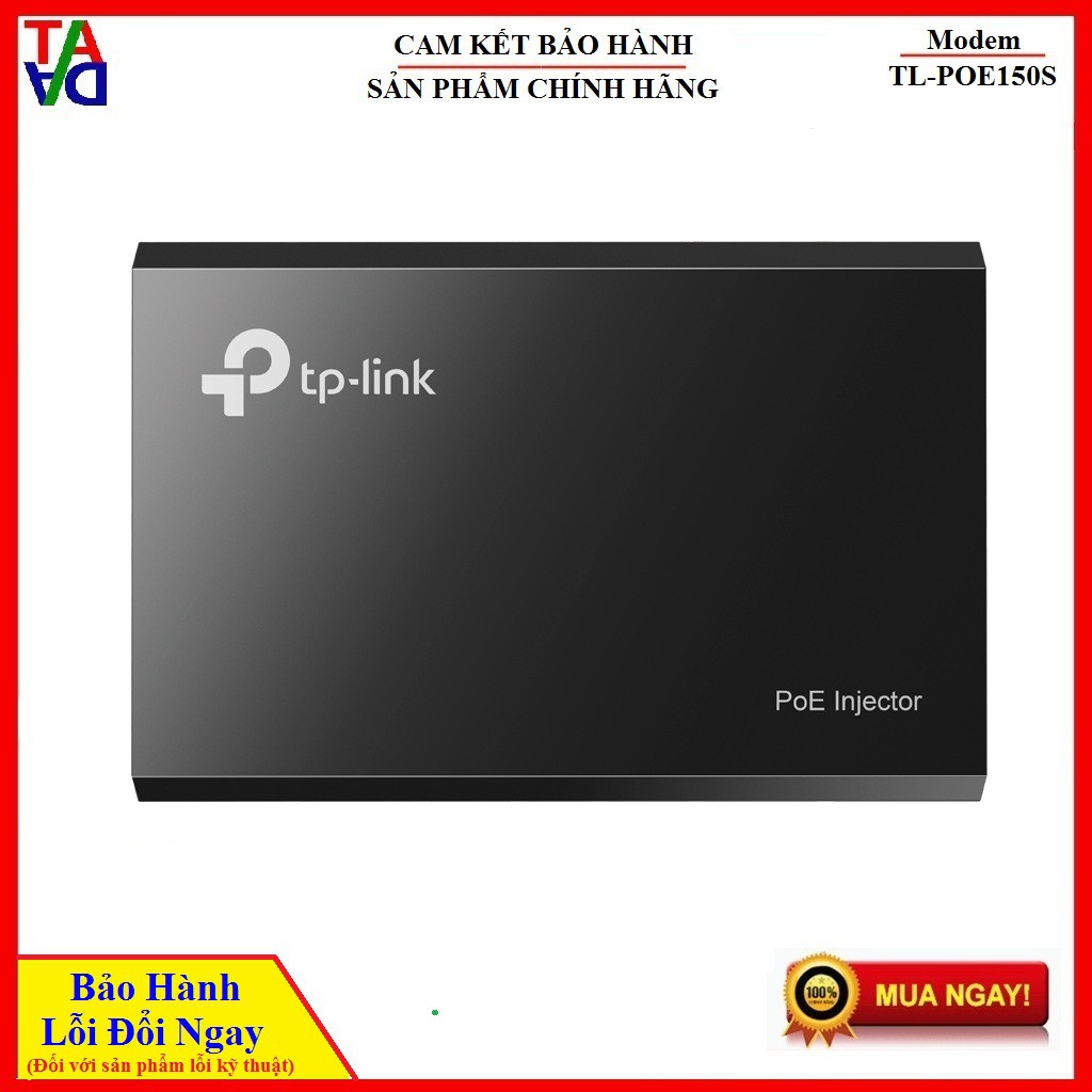 TP-Link TL-POE150S Bộ cấp nguồn POE chuẩn IEEE 802.3af Tự xác định nguồn điện