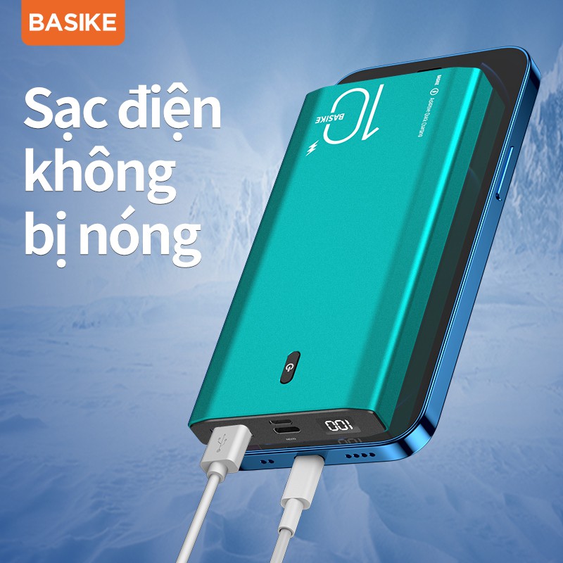 Sạc dự phòng BASIKE PT06D màn hình LED 10000mAh 22.5W cao cấp cho iPhone 12 Samsung Huawei