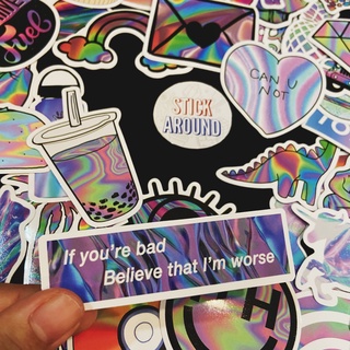 50 stickers VSCO holographic decal chống nước stickaroundvn