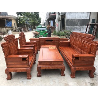Bộ Bàn Ghế Gỗ Phòng Khách Phù Dung Gỗ Hương Đá 2m4