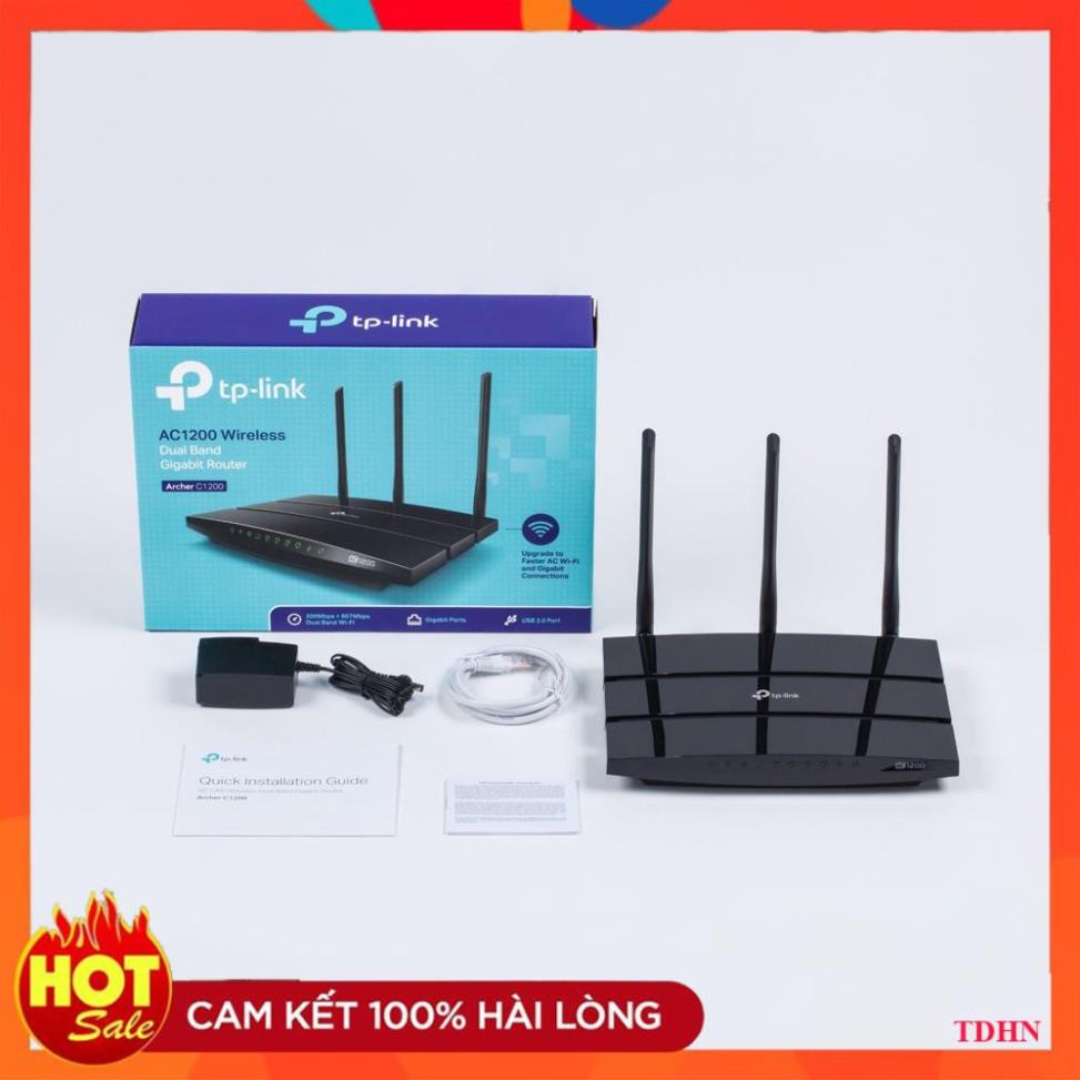 TP-Link Bộ phát Wifi Gigabit Wi-Fi Băng tần kép Chuẩn AC 1200Mbps mở rộng sống tối đa -Archer C1200 - Hãng phân phối chí