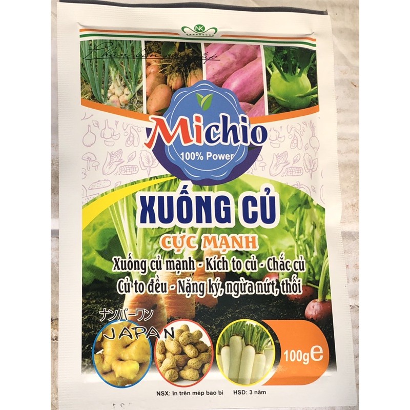 xuống củ khoai lang MichiO 100g giúp khoai xuống củ mạnh, to củ, chắc thịt, nặng ký