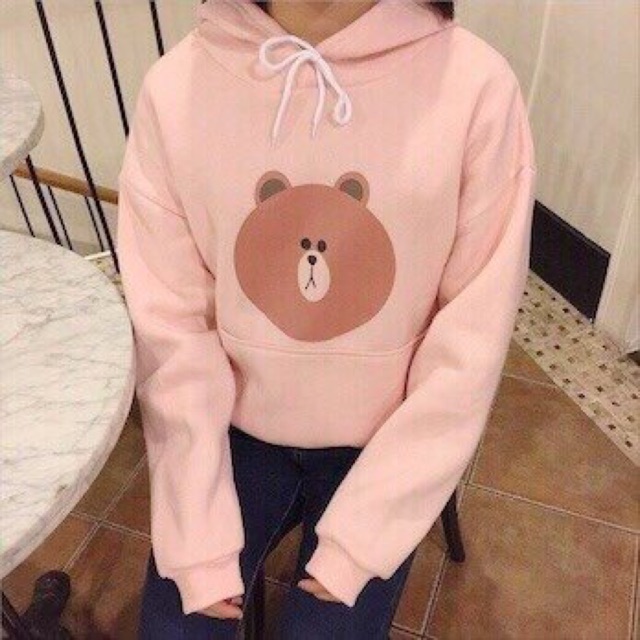 Áo Nỉ In Hình Mặt Gấu[Ảnh thật +video]