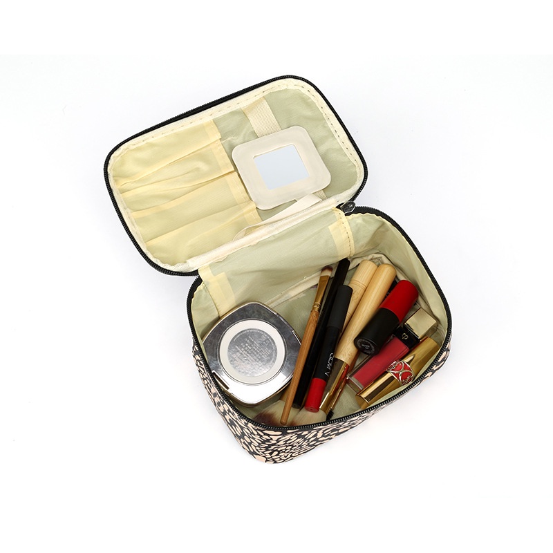 Túi Đựng Mỹ Phẩm Sức Chứa Lớn Họa Tiết Da Báo Phong Cách Âu Mỹ