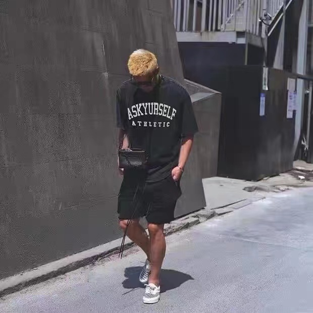 Askyurself AY letter loose T-shirt high street couple tide brand trend ins summer