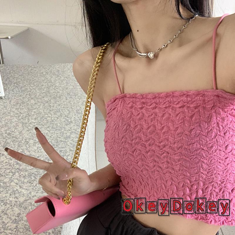 Áo Crop Top Hai Dây Màu Trơn Bằng Vải Voan Thời Trang Mùa Hè Cho Nữ