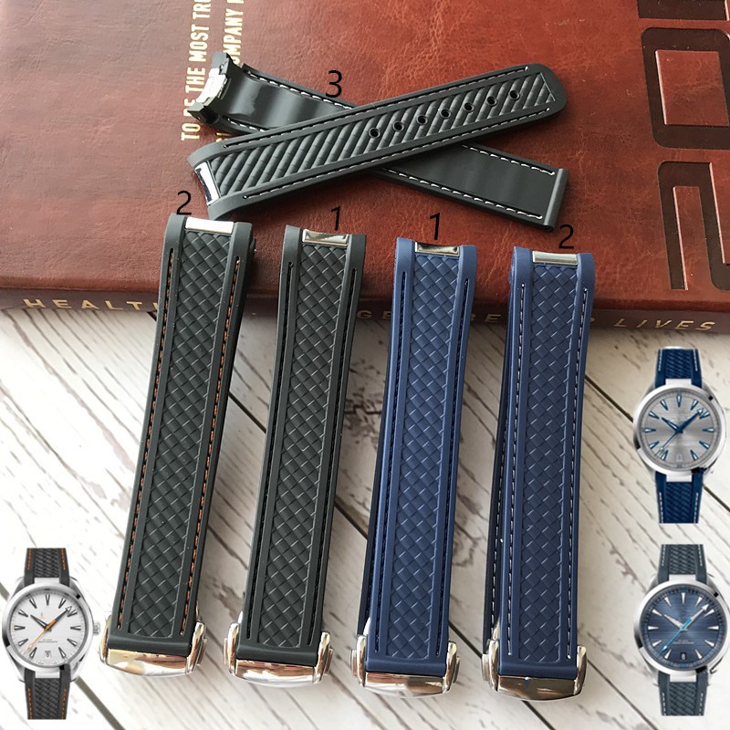 Dây Đeo Đồng Hồ Silicone Cho Omega hippocampus AT150 Sang Zhen Obsatory 8900 blue gold gold captain 20mm