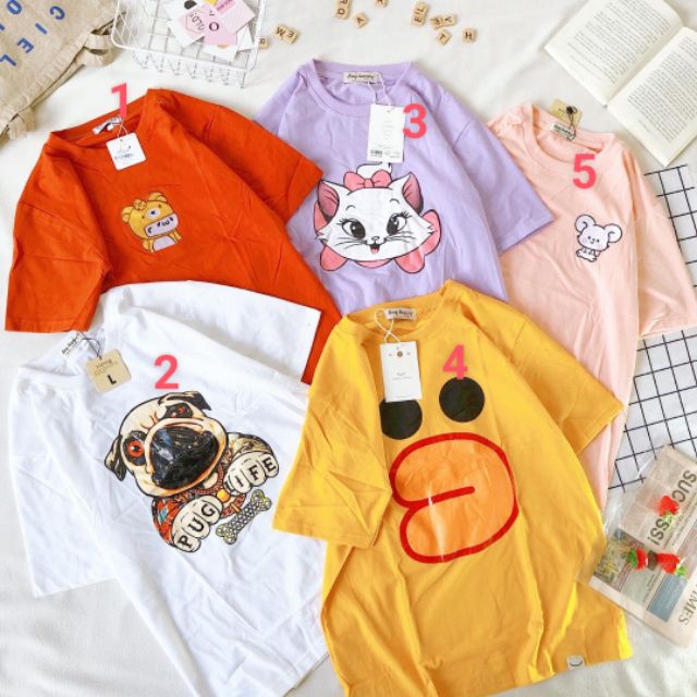 Áo thun tay thường in hình ulzzang - ẢNH THẬT