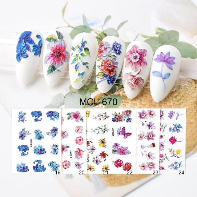 Stikcer hoa nổi 5d trang trí móng nail mẫu mới