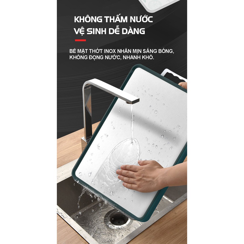 Thớt Inox 304 Cao Cấp 2 Mặt Masuto Kháng Khuẩn Tuyệt Đối, Chống Ẩm Mốc, Rã Đông Nhanh Siêu Bền An Toàn Tuyệt Đối