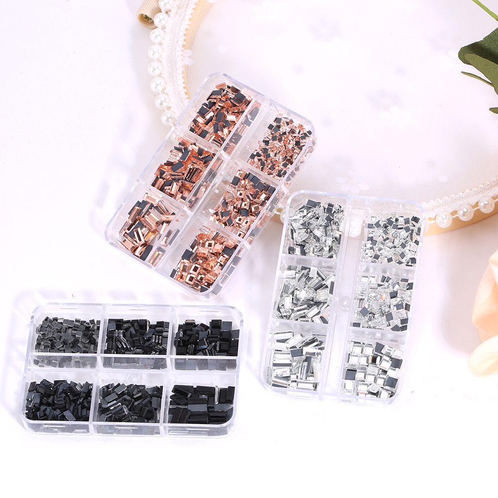 Hộp 6 Viên Kim Cương Giả Mặt Gương Phẳng Dùng Trang Trí Móng Tay Nghệ Thuật