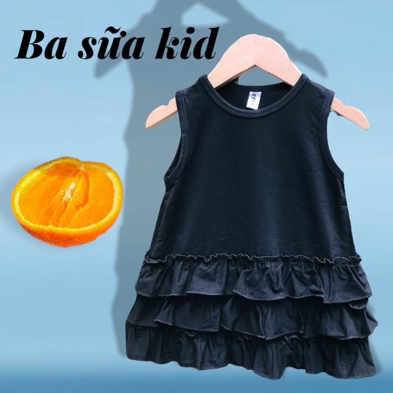 (V150) Váy bé gái, váy đen sát nách đuôi cá 3 tầng bèo siêu xinh cho bé từ 10kg - 25kg