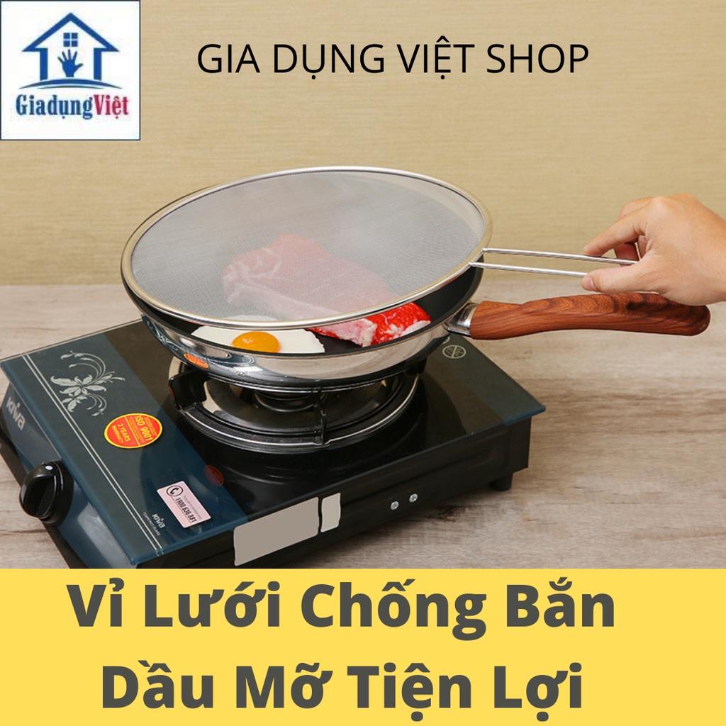 Lưới Đậy Chống Văng Dầu Mỡ Inox Có Tay Cầm Tiện Dụng