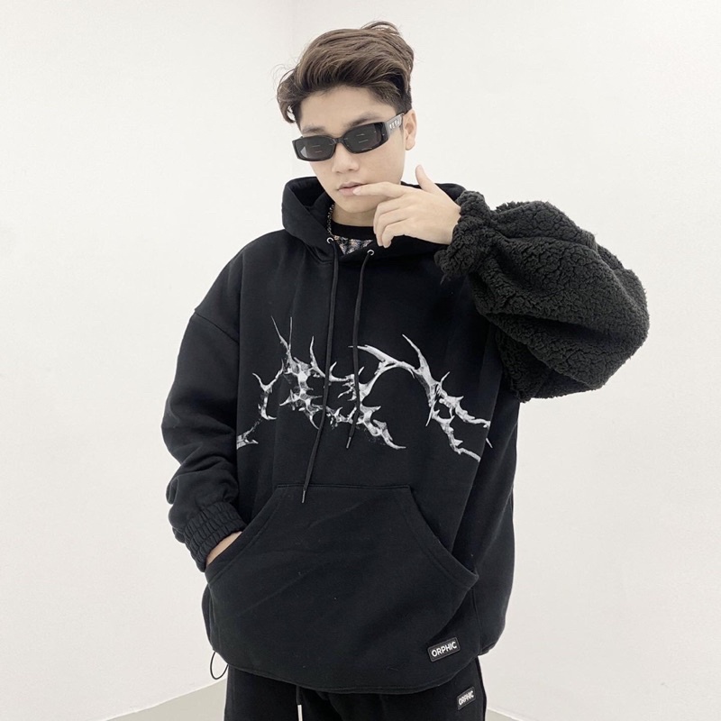 ÁO KHOÁC HOODIE TAY DÀI UNISEX XBEAR/MÀU ĐEN